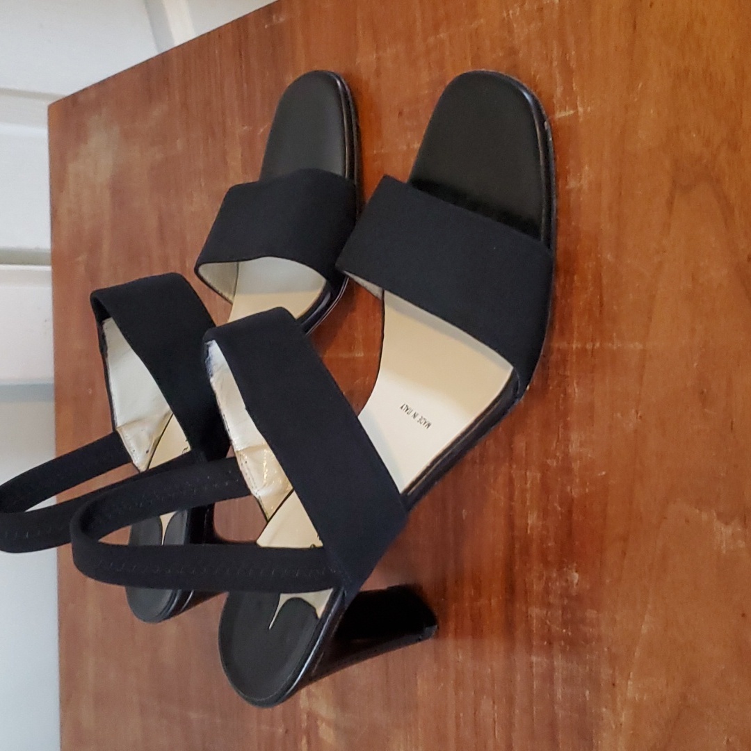 Amalfi Open Toe Black Sandals Size 8 Made In Italy